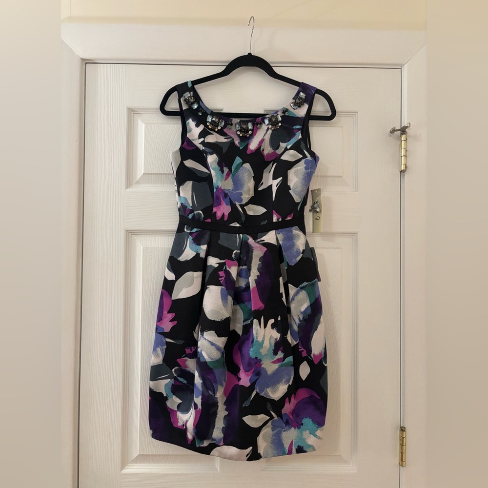 Floral Sleeveless Dress - Black, Purple, White